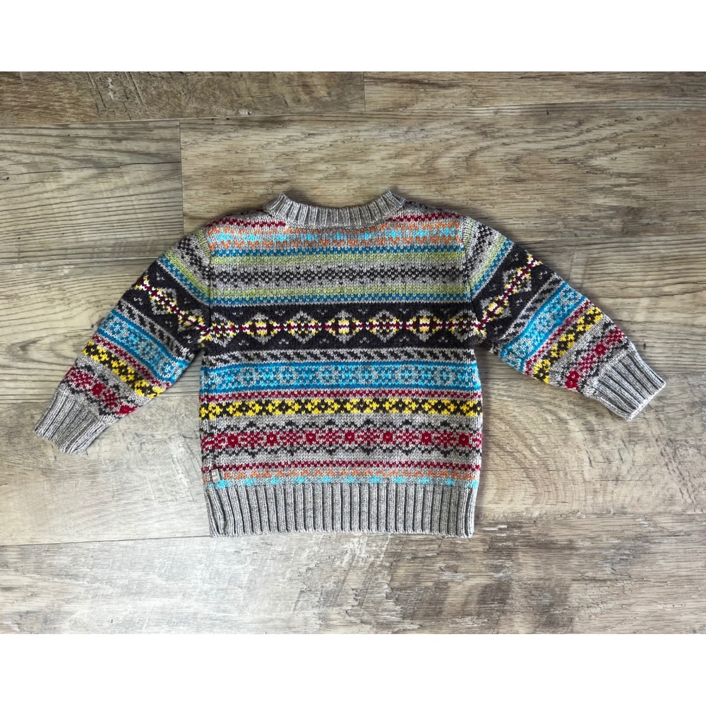 Vintage Old Navy Boys Fair Isle Sweater Size 12-18 months Fisherman Sweater - Picture 4 of 7
